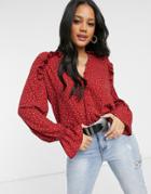 In The Style X Jac Jossa Blouse With Balloon Sleeve In Spot Print-multi