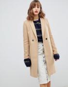 Stradivarius Double Button Mid Length Coat - Beige