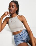 Stradivarius Santa Monica Embroidered Tank Top In Stone-neutral