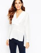 Asos Deep V Wrap Blouse With Open Back Detail - Ivory