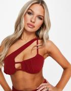 Asos Design Linen Cut Out Crop Top In Rust - Part Of A Set-orange