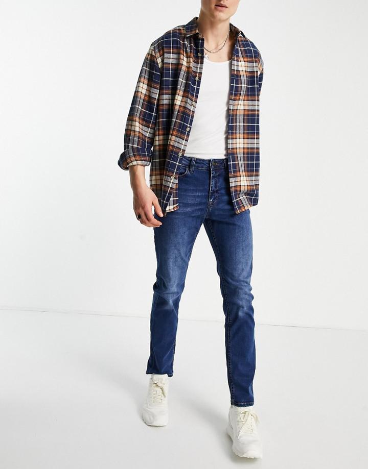 New Look Slim Jeans In Mid Blue-blues