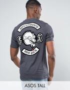 Asos Tall Relaxed T-shirt With Wolf Flocked Back Print - Black