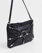 Asos Design 90s Shoulder Bag With Ring Strap Detail-black