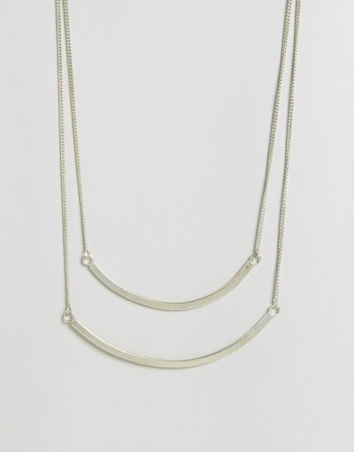 Made Curved Double Layer Necklace - Silver