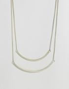 Made Curved Double Layer Necklace - Silver