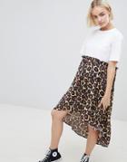 Asos Design Mixed Print Smock Dress With Hi Low Hem - Multi