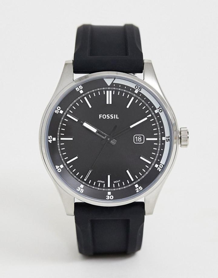 Fossil Fs5535 Belmar Sport Watch With Silicone Strap - Black