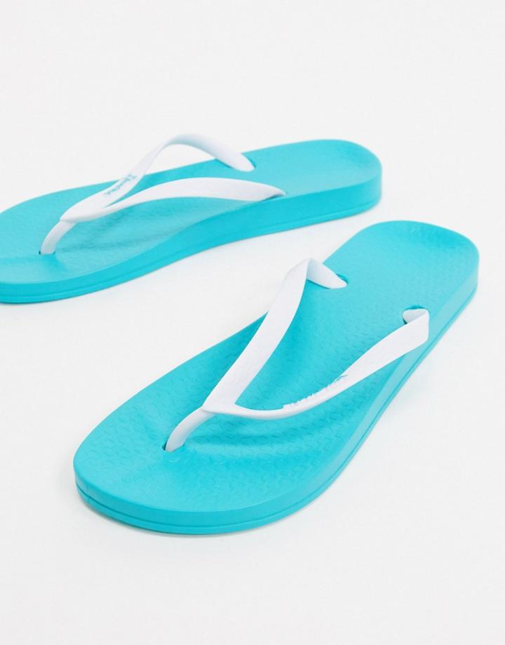 Ipanema Anatomic Flip Flops In Turquoise And White-blues