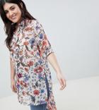 Koko Floral Print Longline Shirt - Multi