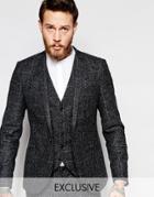 Noak Skinny Suit Jacket With Fleck - Gray