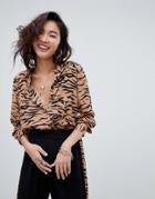 Na-kd Tiger Print Shirt - Brown