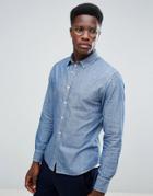 Stradivarius Chambray Shirt In Blue - Navy