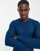 Gianni Feraud Brick Weave Knitted Crew Neck Sweater-blue