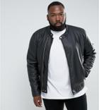 Asos Plus Faux Leather Racing Jacket In Black - Black