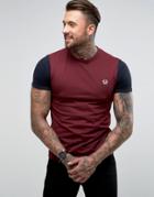 Fred Perry Sports Authentic Slim Fit Color Block Panel T-shirt Red - Red