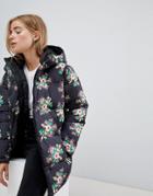 Asos Design Pretty Floral Padded Jacket - Multi