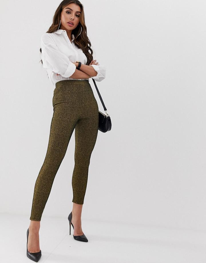 Asos Design Abstract Jacquard Pull On Skinny Pants-multi
