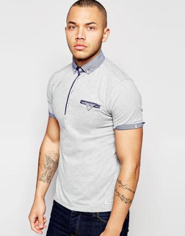 Dickens And Browne Houndstooth Polo - Gray