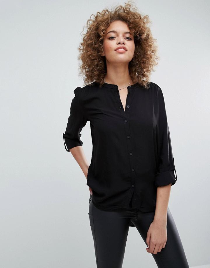 Only New Fallow Monk Collar Shirt - Black