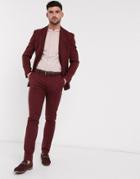 Topman Skinny Fit Suit Pants In Burgundy-red