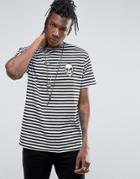 Reclaimed Vintage Revived Striped T-shirt With Skull Patch - Black