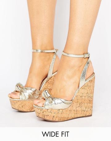 Asos Traffic Jam Wide Fit Wedges - Gold