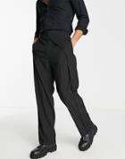 Asos Design Wide Leg Smart Pants With Asymmetric Waist Detail In Black