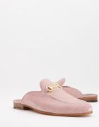 Walk London Terry Bar Backless Mule Loafers In Pink Suede