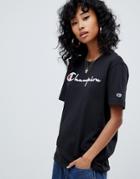 Champion Oversized T-shirt With Front Logo - Black