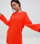 Asos Design Petite Knitted Mini Dress In Fluffy Yarn - Red