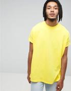 Asos Super Oversized T-shirt With Roll Sleeves In Yellow - Yellow