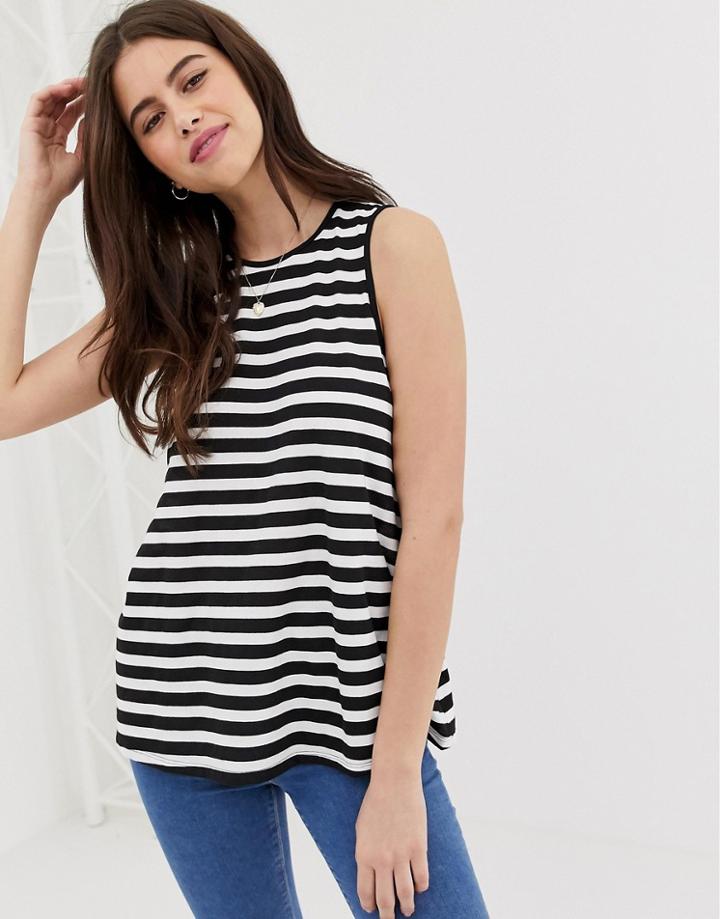 Asos Design Sleeveless Swing Tank In Stripe-multi