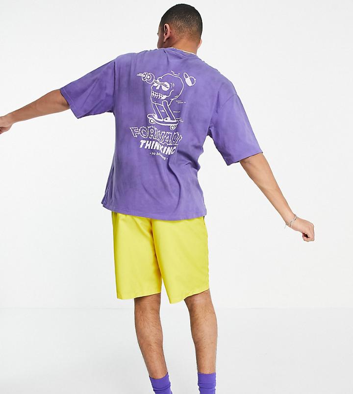 Collusion Oversized T-shirt With Skull Print In Purple Tie Dye