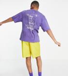 Collusion Oversized T-shirt With Skull Print In Purple Tie Dye