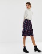 Yas Floral Wrap Skirt With Frill Hem - Multi