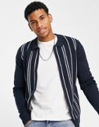 New Look Slim Zip Up Cardigan In Navy