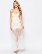 Jarlo Sydney Maxi Dress With Sheer Skirt - Ivory