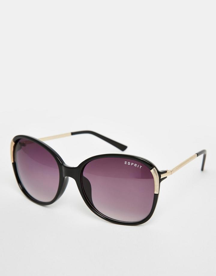 Esprit Oversized Sunglasses With Metal Detail - Black