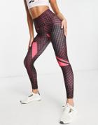 Reebok Lux Bold High-rise Printed Leggings In Maroon-red