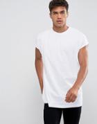 Asos Longline T-shirt In Oversized Fit In White - White