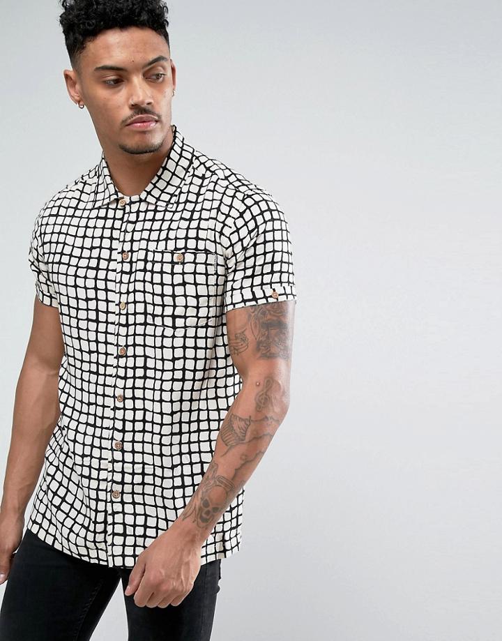 Soul Star 50s Collar Printed Shirt - White