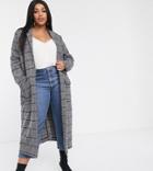 Glamorous Curve Maxi Coat In Grid Check-gray