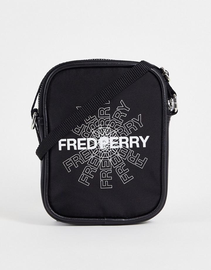 Fred Perry Graphic Mini Flight Bag In Black