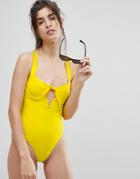 Lost Ink Bow Back Swimsuit - Yellow