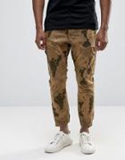 Asos Tapered Joggers With Camo Design In Stone - Stone