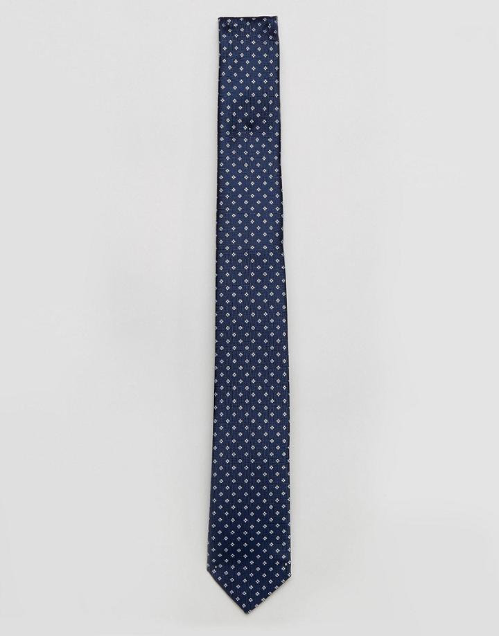 Selected Homme Tie In Navy Spot - Navy