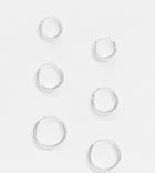Asos Design Sterling Silver Pack Of 3 Small Hoops