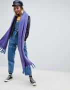 Asos Design Bright Fluffy Tassel Scarf - Purple