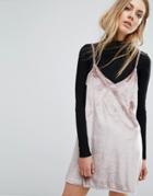 Pull & Bear Velvet Cami Dress - Pink